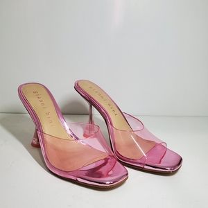 Gianni Bini Pink Clear PVC Mule Heels